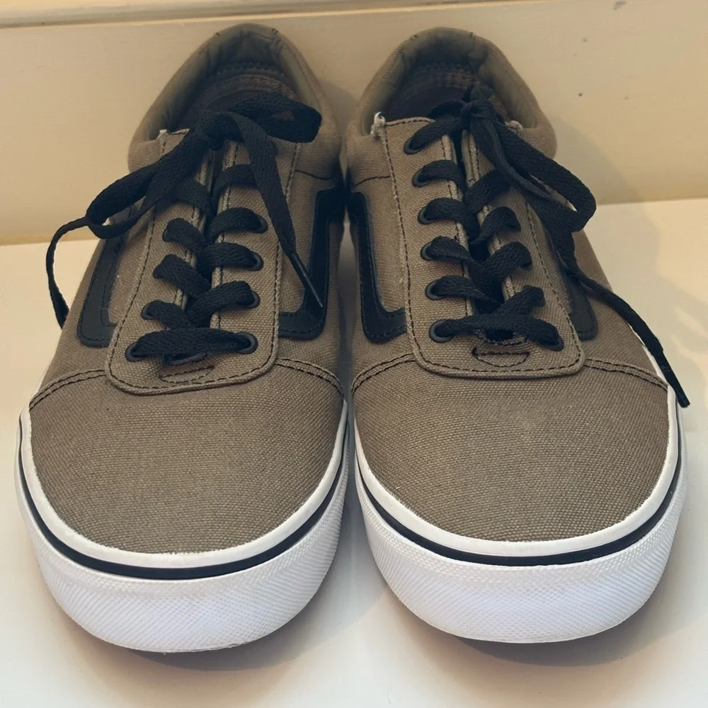 Vans Army Green and Black Sneakers in Youth 7